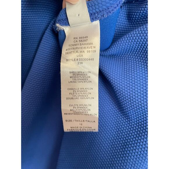 Tommy Bahama Island Cays Hibiscus High Neck One Piece swimsuit blue white - Picture 9 of 11